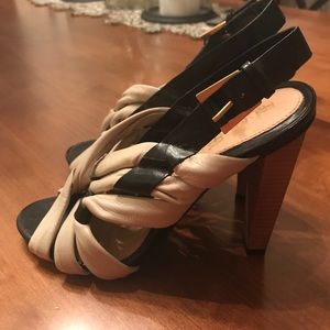 L.A.M.B buttery soft creme/black heel. Size 7-1/2